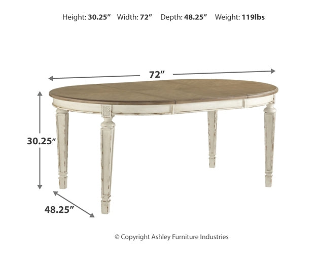 Realyn Dining Table and 4 Chairs at Walker Mattress and Furniture Locations in Cedar Park and Belton TX.