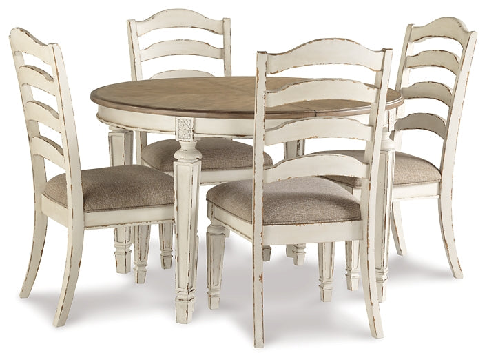 Realyn Dining Table and 4 Chairs at Walker Mattress and Furniture Locations in Cedar Park and Belton TX.