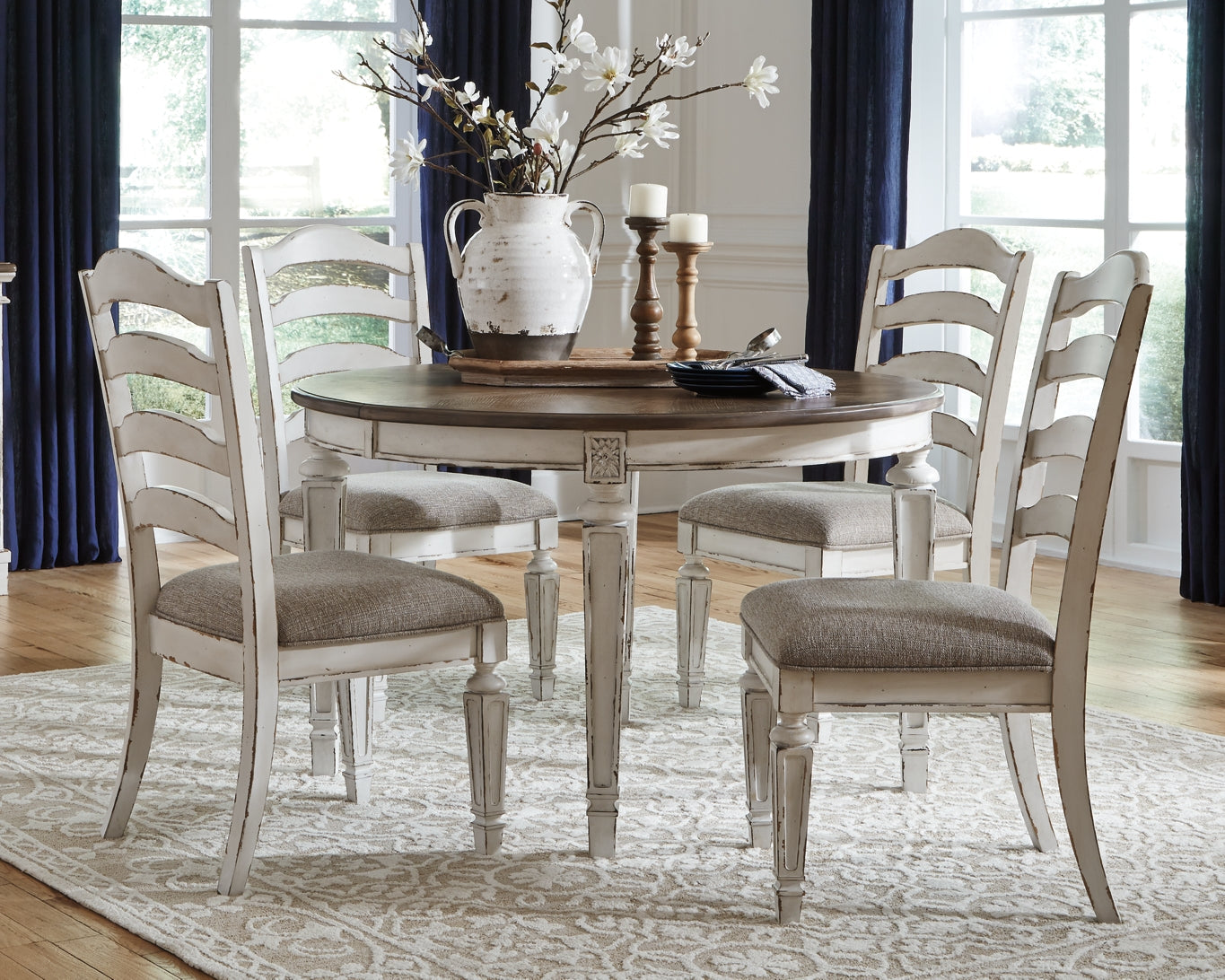 Realyn Dining Table and 4 Chairs at Walker Mattress and Furniture Locations in Cedar Park and Belton TX.