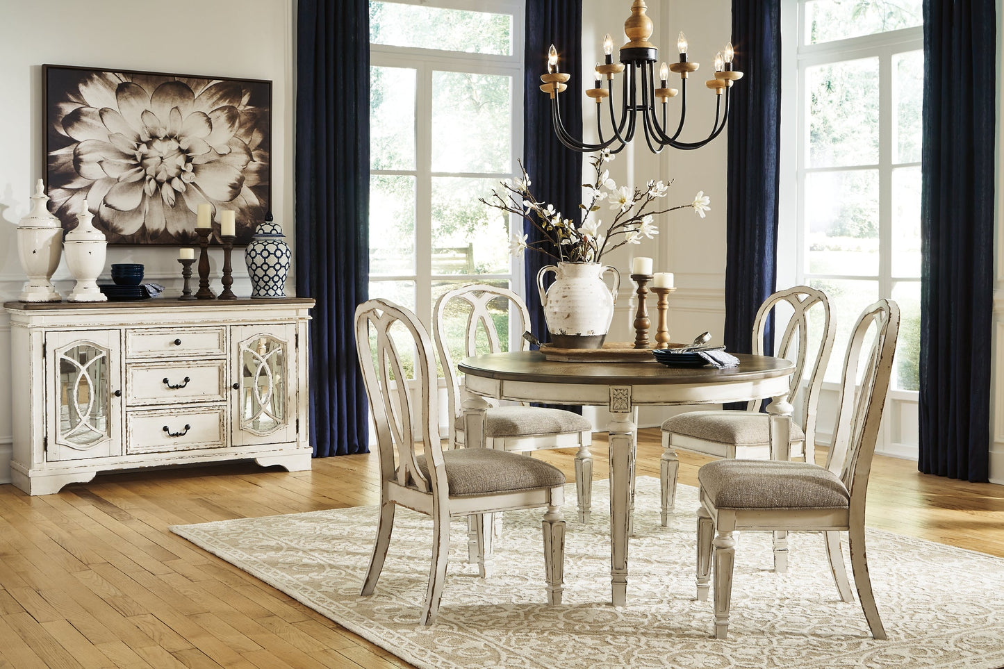 Realyn Dining Table and 4 Chairs at Walker Mattress and Furniture Locations in Cedar Park and Belton TX.