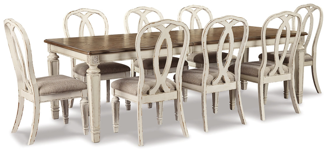 Realyn Dining Table and 8 Chairs at Walker Mattress and Furniture Locations in Cedar Park and Belton TX.