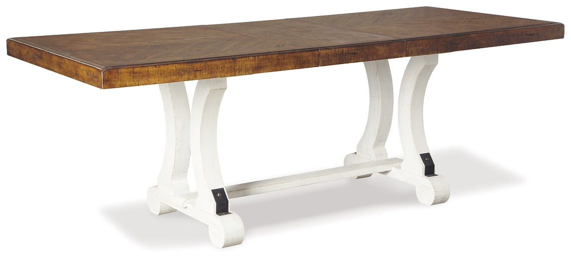 Valebeck Dining Table and 6 Chairs at Walker Mattress and Furniture Locations in Cedar Park and Belton TX.