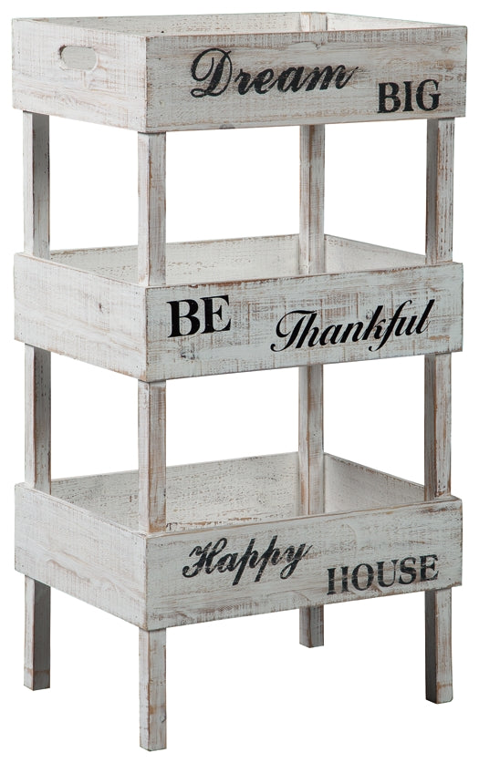 Yulton Storage Shelf at Walker Mattress and Furniture Locations in Cedar Park and Belton TX.