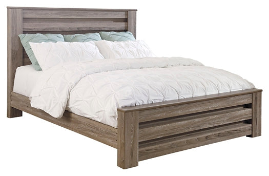 Zelen King Panel Bed with Mirrored Dresser and Chest at Walker Mattress and Furniture Locations in Cedar Park and Belton TX.