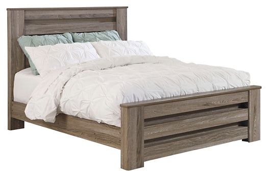 Zelen Queen Panel Bed with Mirrored Dresser and 2 Nightstands at Walker Mattress and Furniture Locations in Cedar Park and Belton TX.