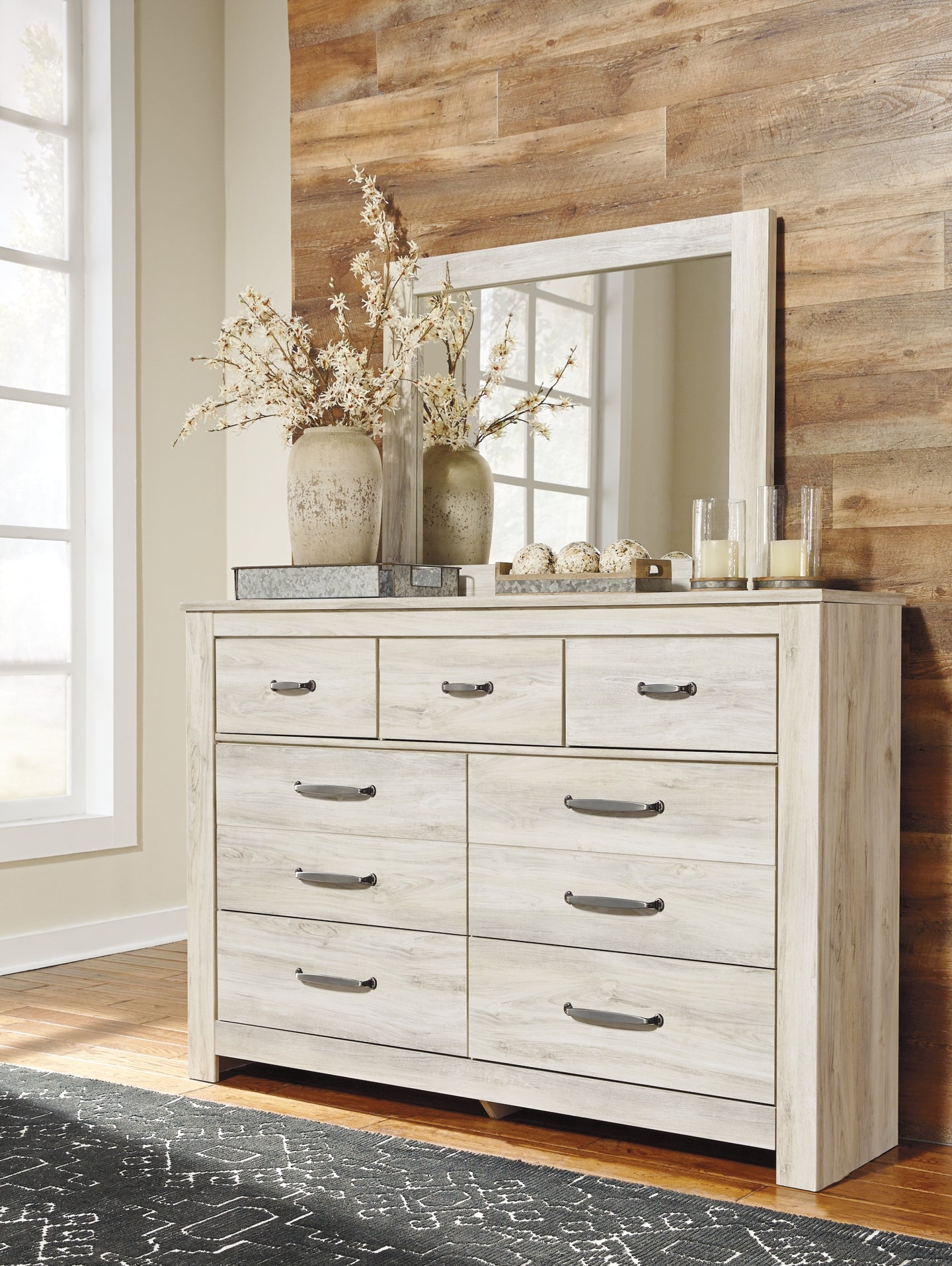 Bellaby Platform Bed With 2 Storage Drawers With Mirrored Dresser And 2 Nightstands
