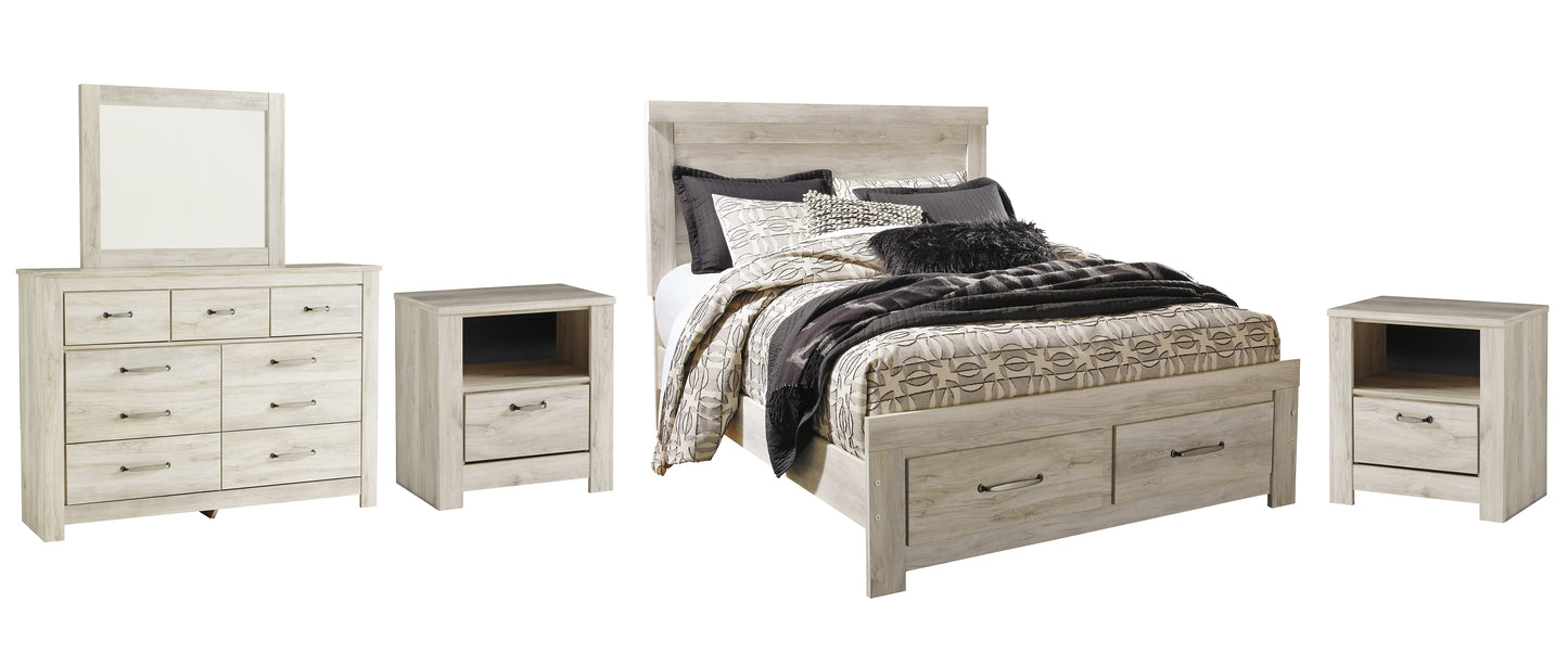 Bellaby Platform Bed With 2 Storage Drawers With Mirrored Dresser And 2 Nightstands