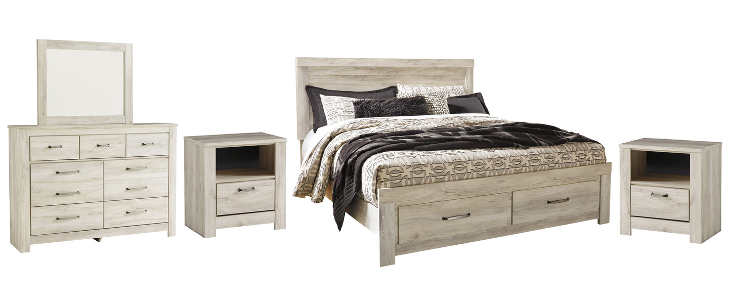 Bellaby Platform Bed With 2 Storage Drawers With Mirrored Dresser And 2 Nightstands