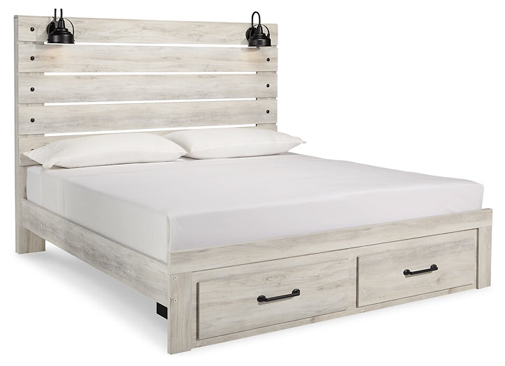 Cambeck Panel Bed With 2 Storage Drawers With Mirrored Dresser, Chest And 2 Nightstands