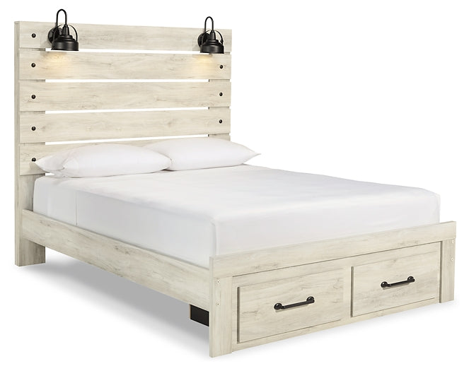 Cambeck Panel Bed With 2 Storage Drawers With Mirrored Dresser, Chest And 2 Nightstands