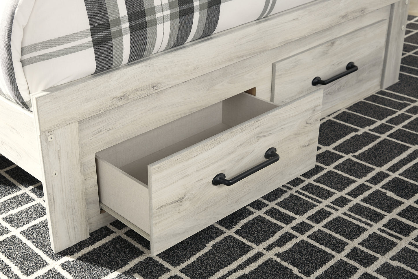 Cambeck Panel Bed With 2 Storage Drawers With Mirrored Dresser, Chest And 2 Nightstands