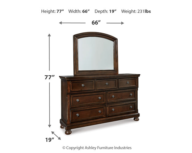 Porter Panel Bed With Mirrored Dresser