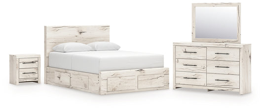 Lawroy Queen Panel Storage Bed, Dresser, Mirror and Nightstand