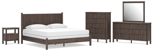 Pamytta King Panel Bed, Dresser, Mirror, Chest and Nightstand