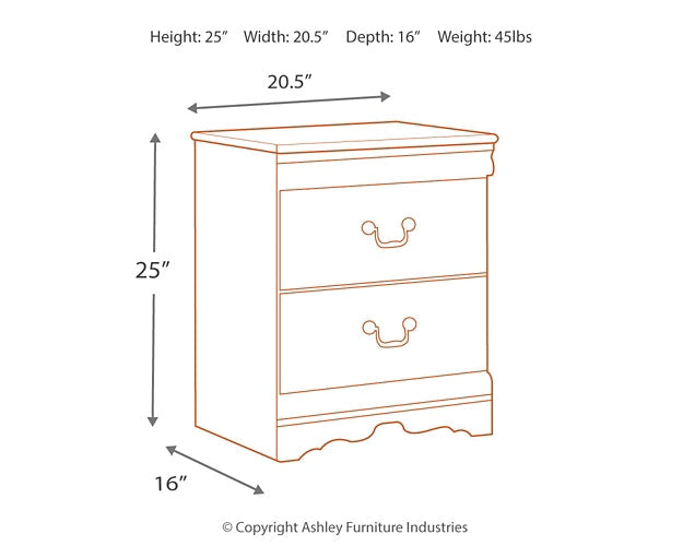 Anarasia Two Drawer Night Stand at Walker Mattress and Furniture