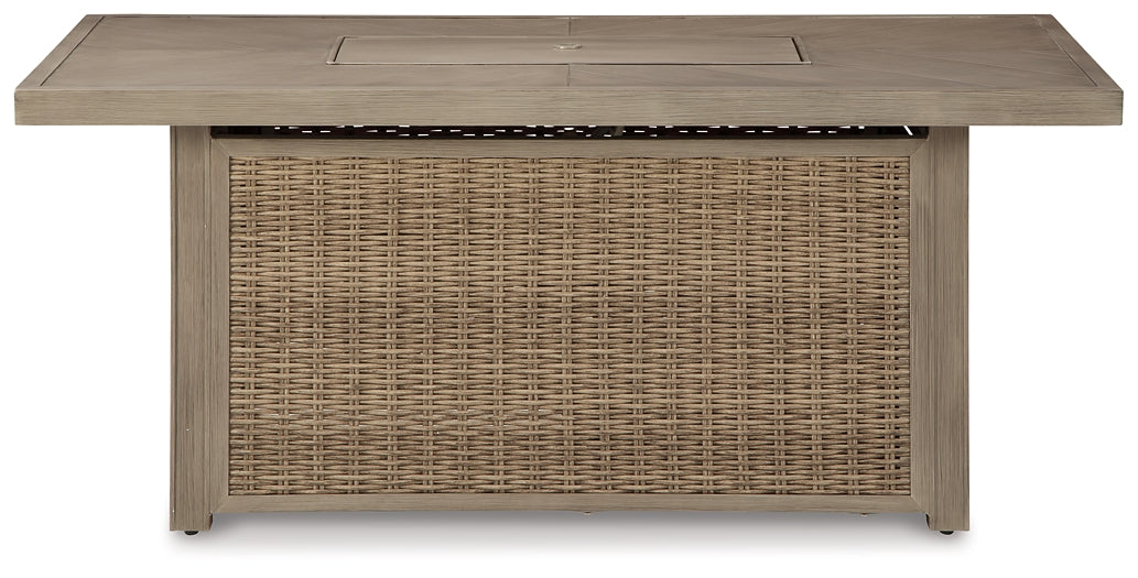 Beachcroft Rectangular Fire Pit Table at Walker Mattress and Furniture Locations in Cedar Park and Belton TX.