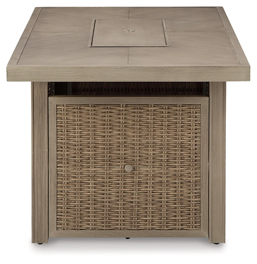 Beachcroft Rectangular Fire Pit Table at Walker Mattress and Furniture Locations in Cedar Park and Belton TX.