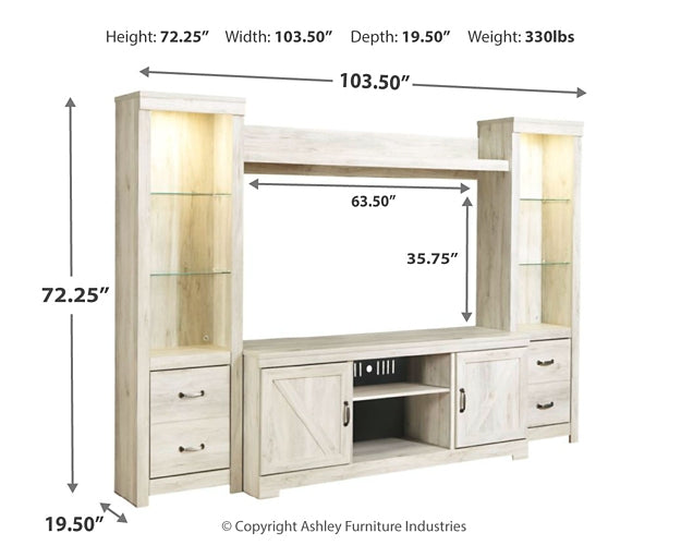 Bellaby 4-Piece Entertainment Center at Walker Mattress and Furniture Locations in Cedar Park and Belton TX.