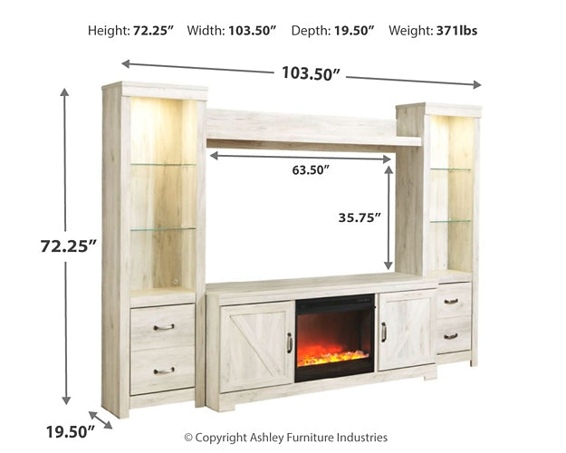 Bellaby 4-Piece Entertainment Center with Fireplace at Walker Mattress and Furniture Locations in Cedar Park and Belton TX.