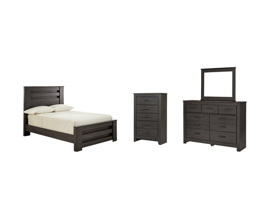 Brinxton Full Panel Bed with Mirrored Dresser and Chest at Walker Mattress and Furniture Locations in Cedar Park and Belton TX.