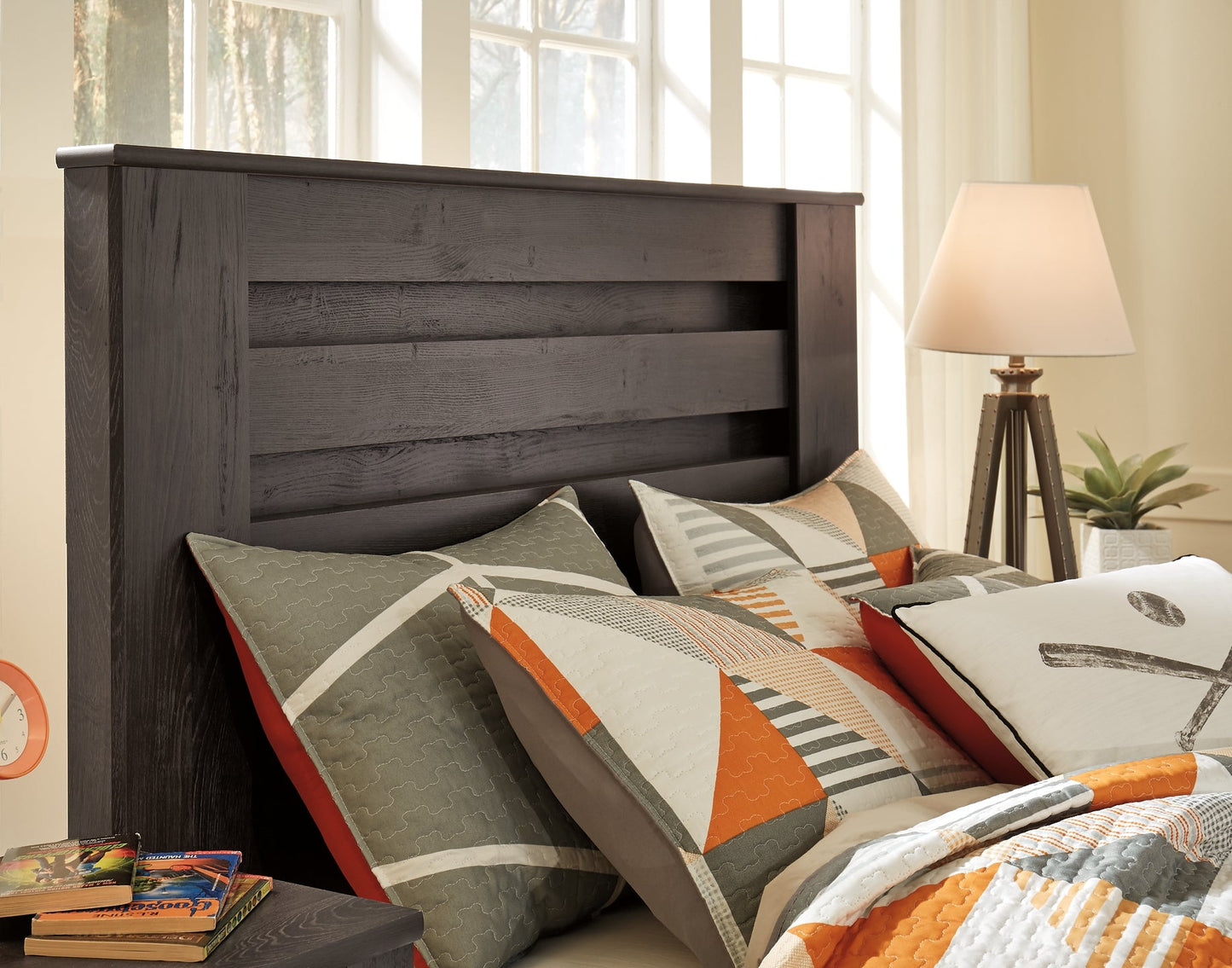 Brinxton Full Panel Headboard with Mirrored Dresser and Chest at Walker Mattress and Furniture Locations in Cedar Park and Belton TX.