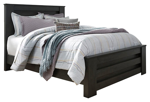 Brinxton Queen Panel Bed with Mirrored Dresser and 2 Nightstands at Walker Mattress and Furniture Locations in Cedar Park and Belton TX.