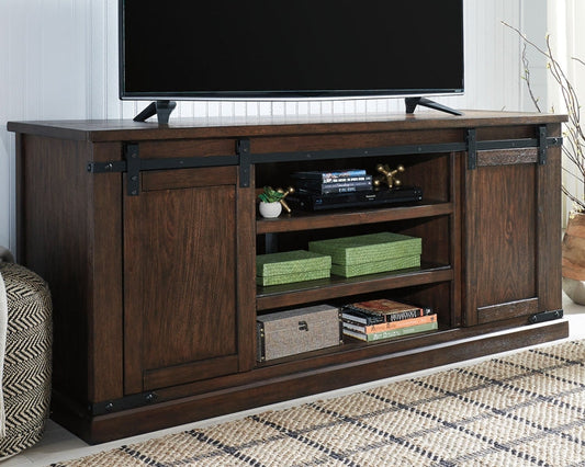 Budmore Extra Large TV Stand at Walker Mattress and Furniture Locations in Cedar Park and Belton TX.