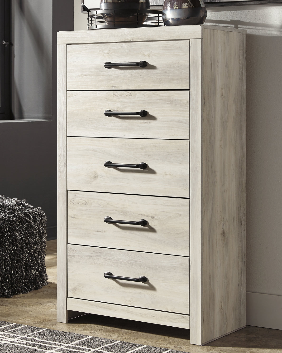 Cambeck King Panel Bed with 2 Storage Drawers with Mirrored Dresser, Chest and Nightstand at Walker Mattress and Furniture Locations in Cedar Park and Belton TX.