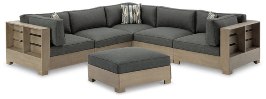 Citrine Park 5-Piece Outdoor Sectional with Ottoman at Walker Mattress and Furniture Locations in Cedar Park and Belton TX.