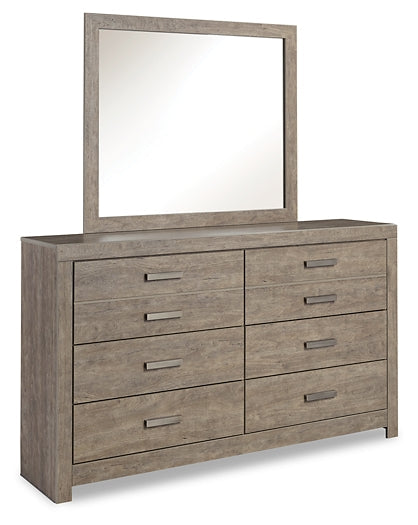 Culverbach King Panel Bed with Mirrored Dresser, Chest and 2 Nightstands at Walker Mattress and Furniture Locations in Cedar Park and Belton TX.
