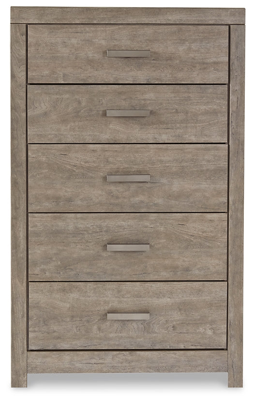 Culverbach King Panel Bed with Mirrored Dresser, Chest and 2 Nightstands at Walker Mattress and Furniture Locations in Cedar Park and Belton TX.