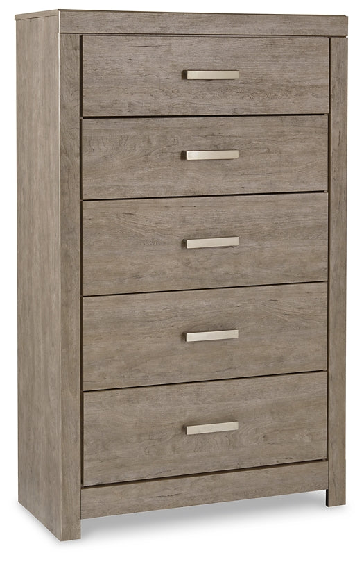 Culverbach Queen Panel Bed with Mirrored Dresser, Chest and Nightstand at Walker Mattress and Furniture Locations in Cedar Park and Belton TX.