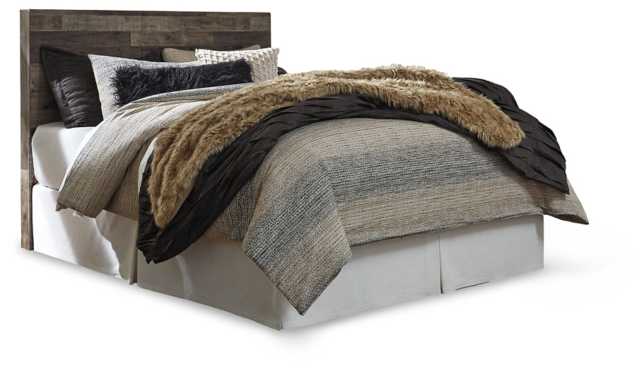 Derekson Queen/Full Panel Headboard with Mirrored Dresser and 2 Nightstands at Walker Mattress and Furniture Locations in Cedar Park and Belton TX.