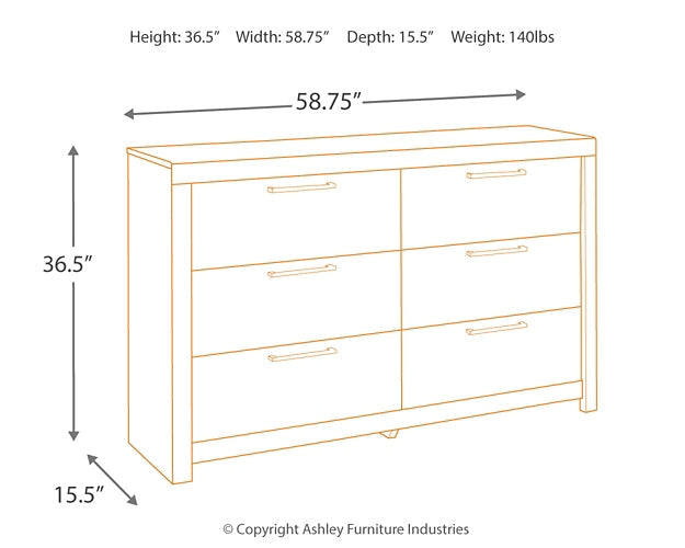 Derekson Six Drawer Dresser at Walker Mattress and Furniture Locations in Cedar Park and Belton TX.