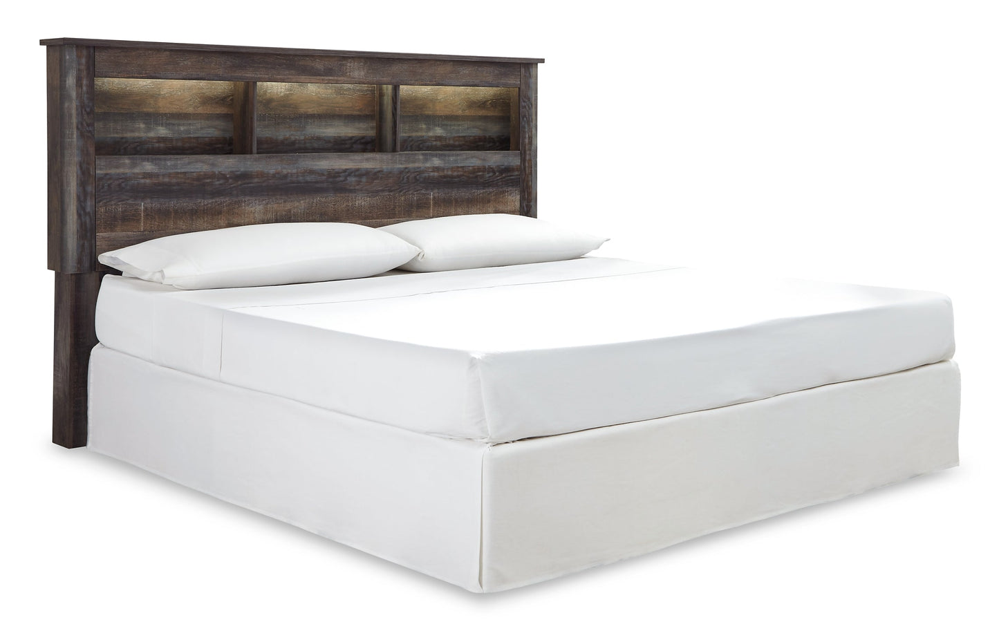 Drystan King/California King Bookcase Headboard with Mirrored Dresser at Walker Mattress and Furniture Locations in Cedar Park and Belton TX.
