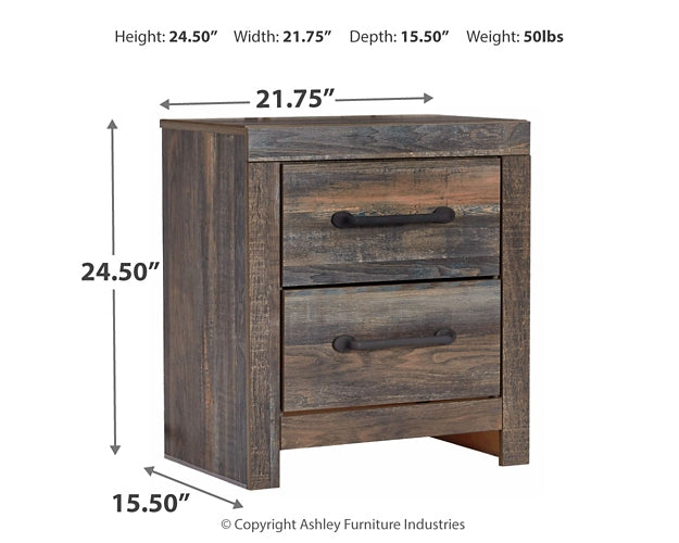 Drystan King Panel Headboard with Mirrored Dresser, Chest and Nightstand at Walker Mattress and Furniture Locations in Cedar Park and Belton TX.