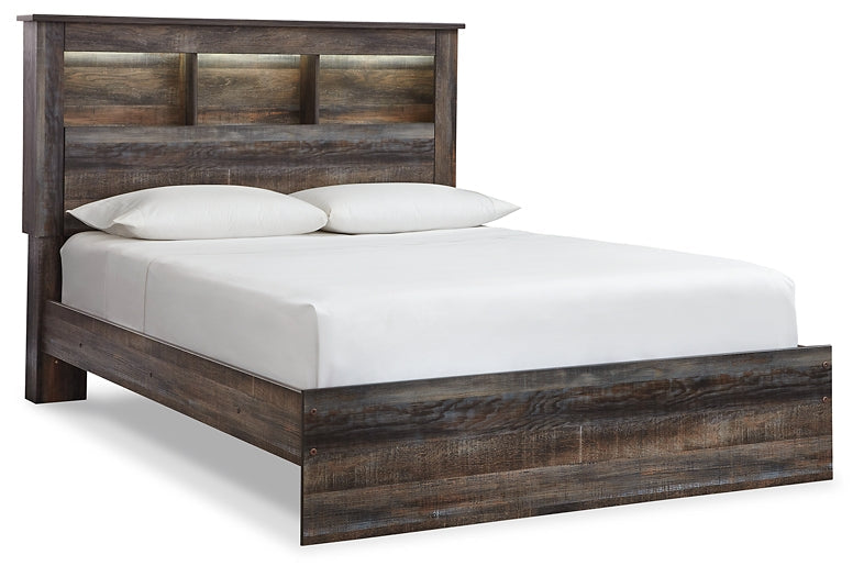 Drystan Queen Bookcase Bed with Mirrored Dresser and 2 Nightstands at Walker Mattress and Furniture Locations in Cedar Park and Belton TX.