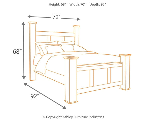 Juararo Queen Poster Bed with Mirrored Dresser, Chest and Nightstand at Walker Mattress and Furniture Locations in Cedar Park and Belton TX.