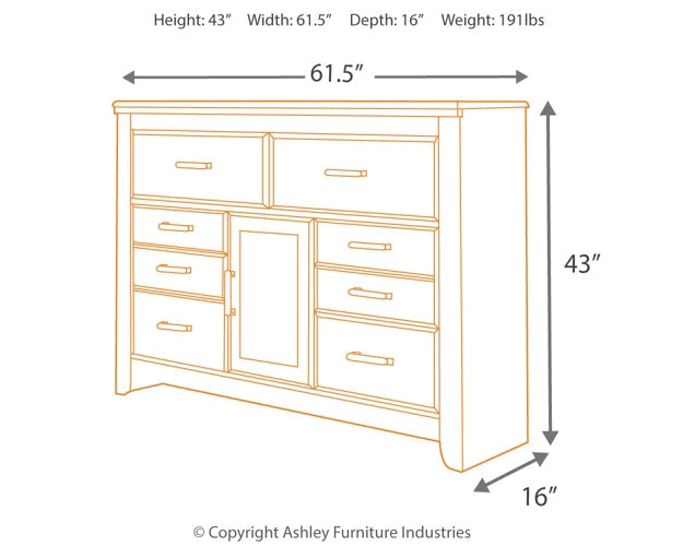 Juararo Six Drawer Dresser at Walker Mattress and Furniture Locations in Cedar Park and Belton TX.
