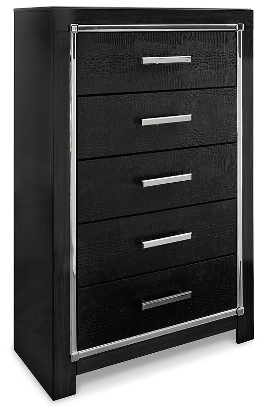Kaydell King Upholstered Panel Bed with Mirrored Dresser, Chest and Nightstand at Walker Mattress and Furniture Locations in Cedar Park and Belton TX.