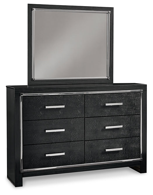 Kaydell King Upholstered Panel Bed with Mirrored Dresser, Chest and Nightstand at Walker Mattress and Furniture Locations in Cedar Park and Belton TX.
