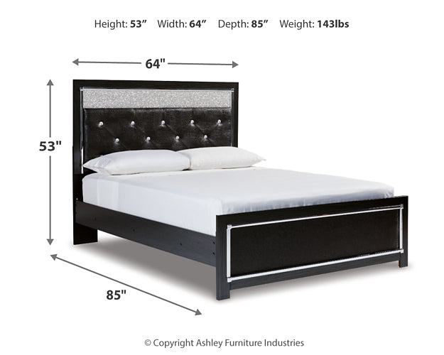 Kaydell Queen Upholstered Panel Bed with Mirrored Dresser at Walker Mattress and Furniture Locations in Cedar Park and Belton TX.