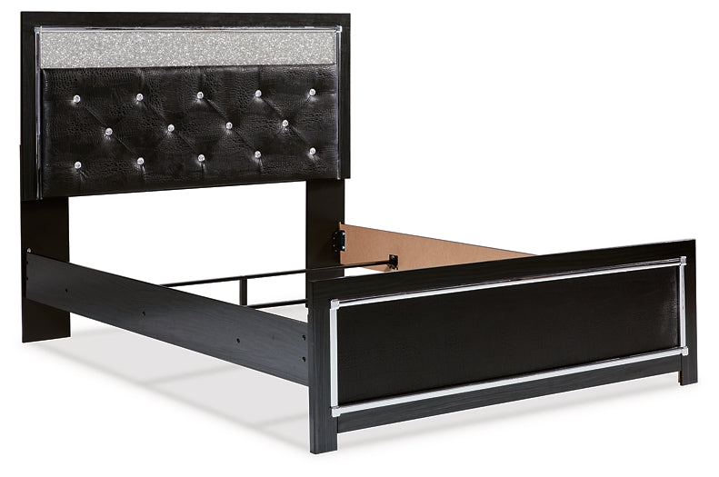 Kaydell Queen Upholstered Panel Bed with Mirrored Dresser at Walker Mattress and Furniture Locations in Cedar Park and Belton TX.