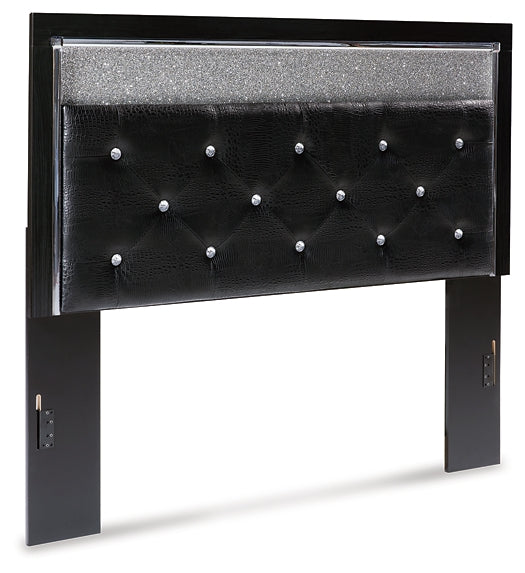 Kaydell Queen Upholstered Panel Headboard with Mirrored Dresser and Chest at Walker Mattress and Furniture Locations in Cedar Park and Belton TX.