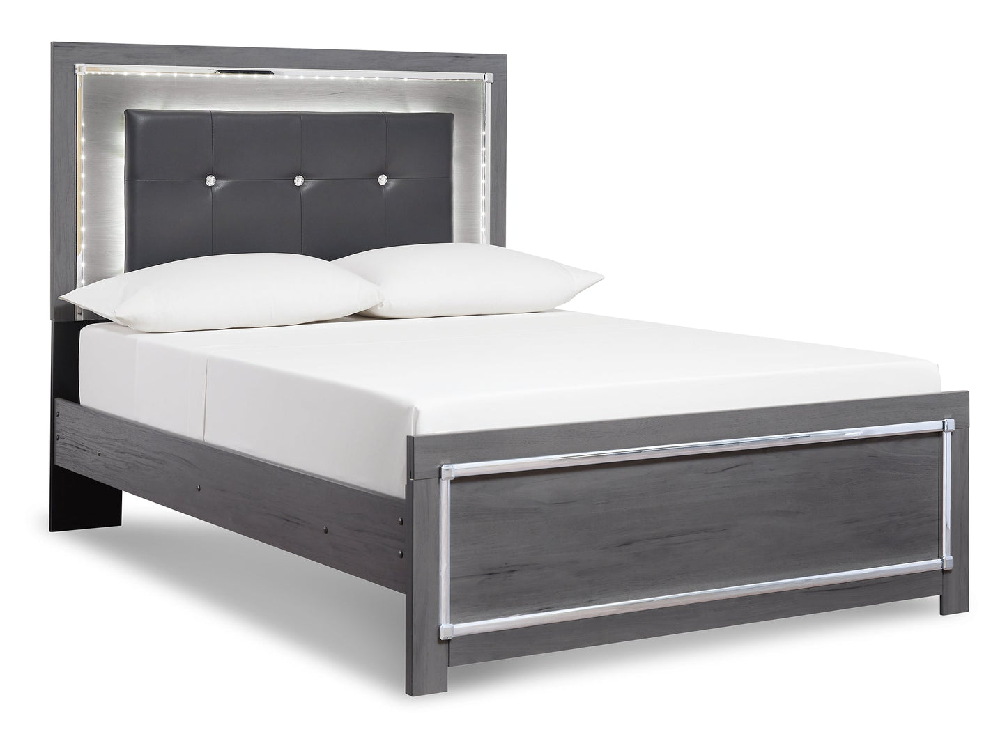 Lodanna Queen Panel Bed with Mirrored Dresser and Chest at Walker Mattress and Furniture Locations in Cedar Park and Belton TX.