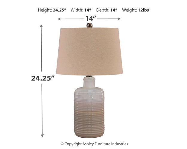 Marnina Ceramic Table Lamp (2/CN) at Walker Mattress and Furniture Locations in Cedar Park and Belton TX.