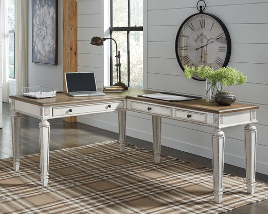 Realyn 2-Piece Home Office Desk at Walker Mattress and Furniture Locations in Cedar Park and Belton TX.