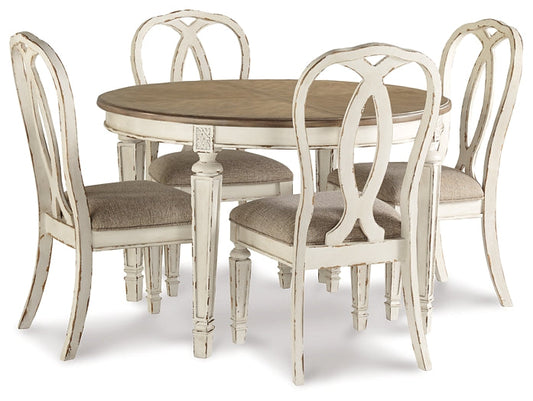 Realyn Dining Table and 4 Chairs at Walker Mattress and Furniture Locations in Cedar Park and Belton TX.