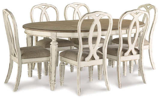 Realyn Dining Table and 6 Chairs at Walker Mattress and Furniture Locations in Cedar Park and Belton TX.