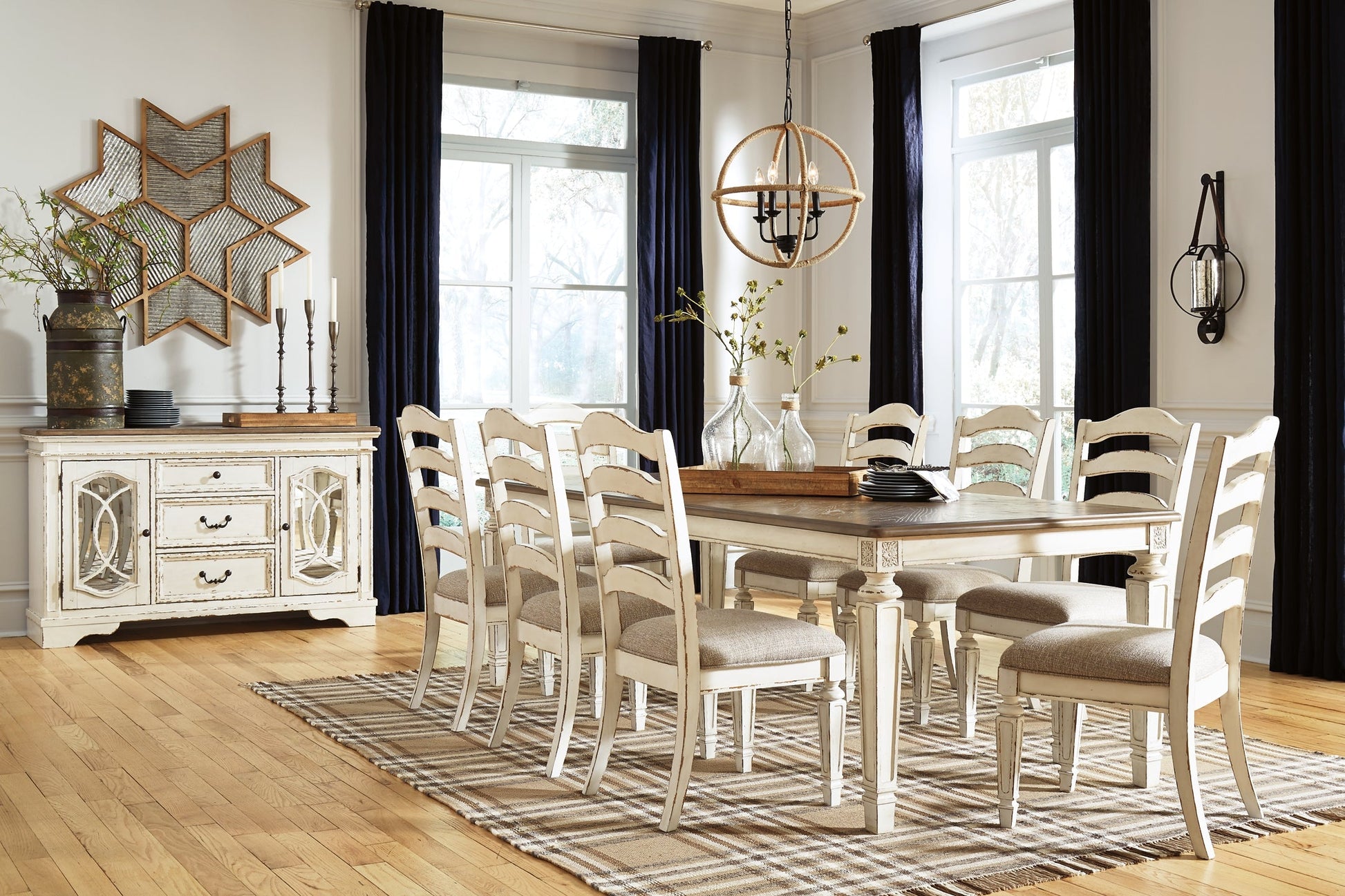 Realyn Dining Table and 8 Chairs at Walker Mattress and Furniture Locations in Cedar Park and Belton TX.